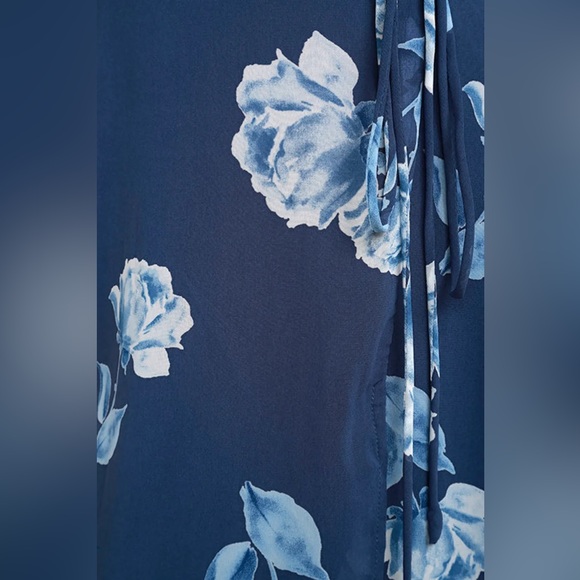 Lulus One Desire Navy Blue Floral Print Wrap Tank Maxi Dress - Picture 10 of 10